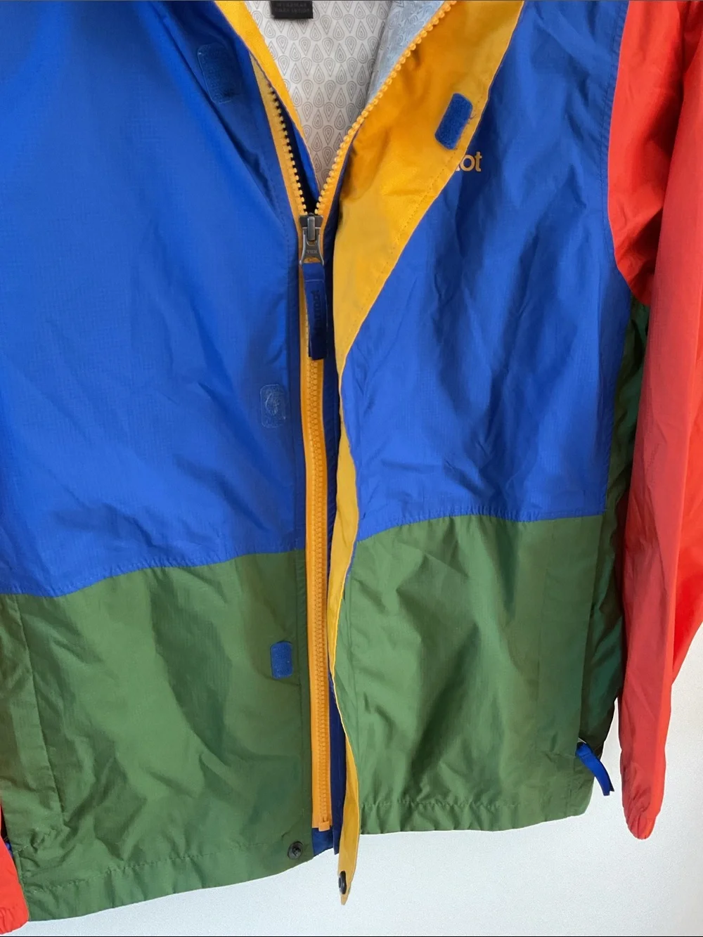 Kids Marmot Colorblock Hooded Rain Jacket Size L